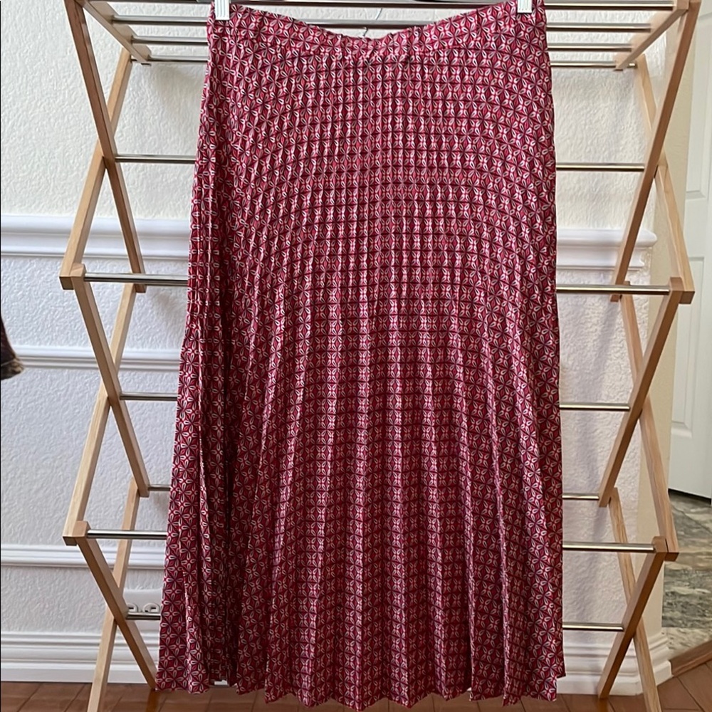 Red Maxi Pleated Skirt
